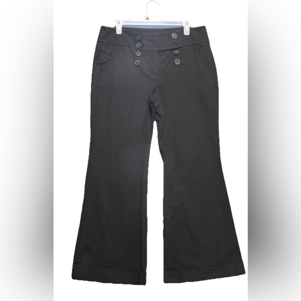 Dalia Collection Pants Sz 10 Flare Wide Leg High Rise Black‎ Button Fly Capsule